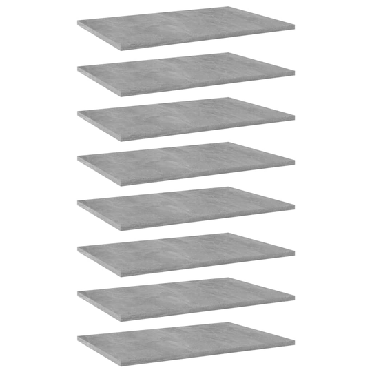 vidaXL Hyllplan 8 st betonggrå 60x40x1,5 cm spånskiva