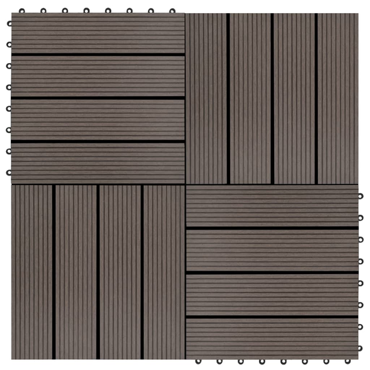 vidaXL Trall 11 st WPC 30x30 cm 1 kvm mörkbrun