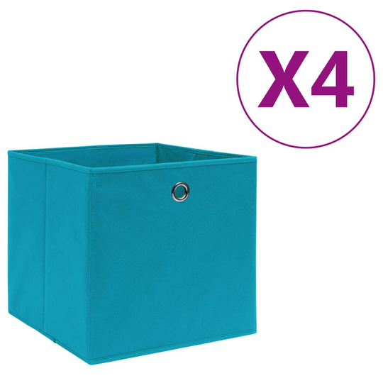 vidaXL Förvaringslådor 4 st non-woven tyg 28x28x28 cm babyblå