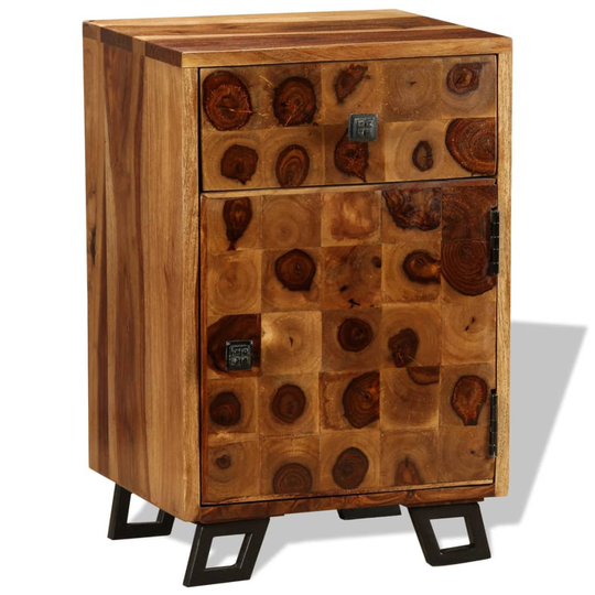 vidaXL Sängbord massivt sheshamträ 37x30x54 cm