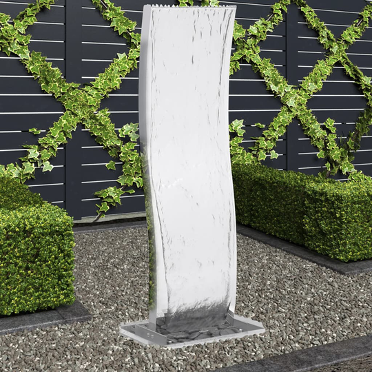 vidaXL Trädgårdsfontän med pump 108 cm rostfritt stål välvd