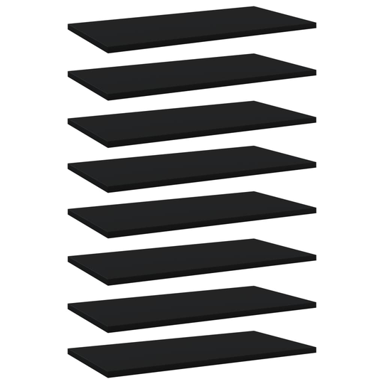 vidaXL Hyllplan 8 st svart 60x30x1,5 cm spånskiva