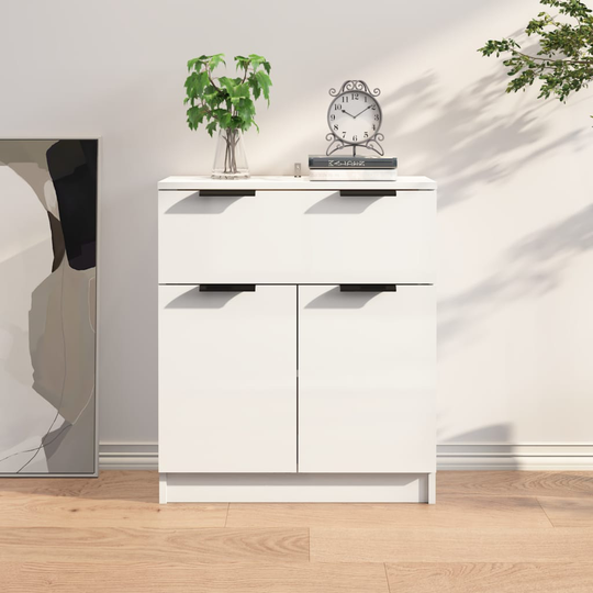 vidaXL Skänkskåp vit högglans 60x30x70 cm konstruerat trä