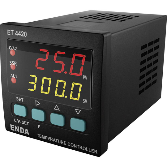 Enda ET4420-230 PID Termostat Pt100, J, K, T, S, R Relä 2 A, SSR (L x B x H) 94 x 48 x 48 mm