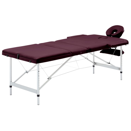 vidaXL Hopfällbar massagebänk 3 sektioner aluminium mörklila