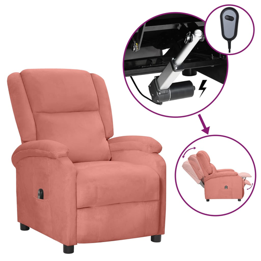 vidaXL Elektrisk massagefåtölj rosa sammet