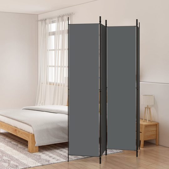 vidaXL Rumsavdelare 4 paneler antracit 200x220 cm tyg