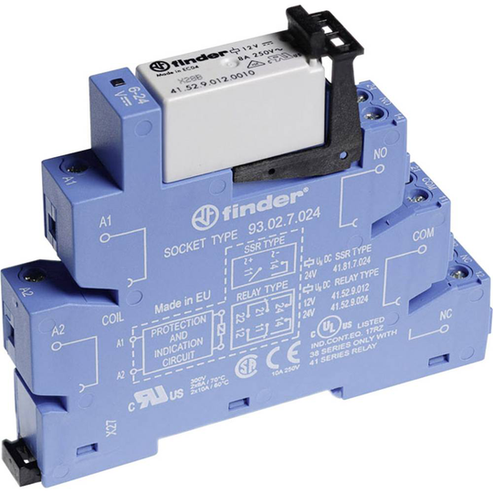 Koppar-relä 1 st 24 V/DC, 24 V/AC 8 A 2 switch Finder 38.52.0.024.0060