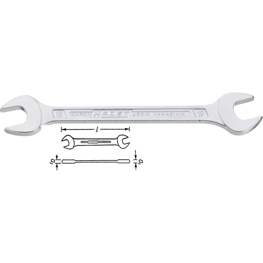Dubbelskruvnyckel 10 - 11 mm DIN 3110, DIN ISO 10102 Hazet 450N 450N-10X11