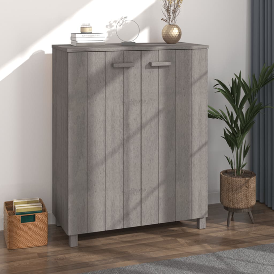 vidaXL Skoskåp ljusgrå 85x40x108 cm massiv furu