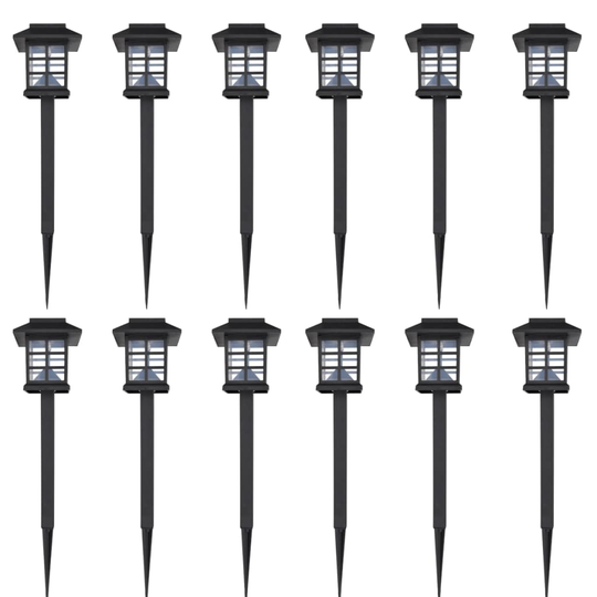 vidaXL Soldrivna marklampor LED 12 st med spett 8,6 x 8,6 x 38 cm
