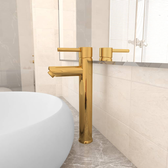vidaXL Badrumsblandare guld 12x30 cm