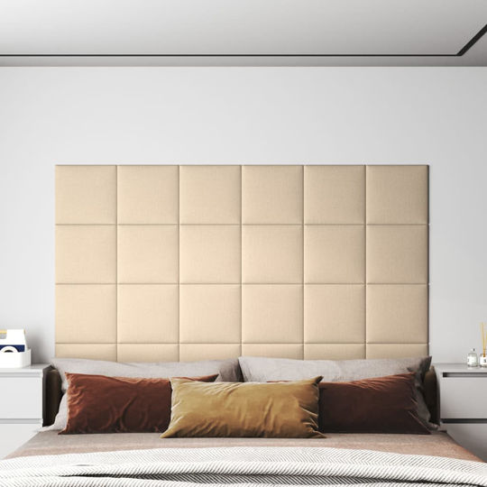 vidaXL Väggpaneler 12 st gräddvit 30x30 cm tyg 1,08 m²