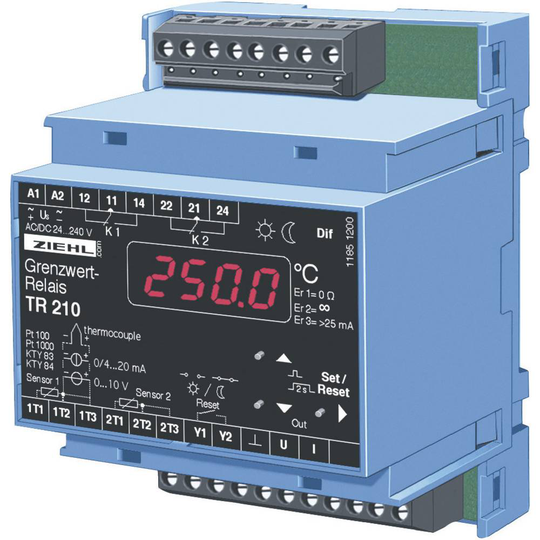Ziehl TR 210 Termostat KTY -270 till 1820 °C Relä 5 A, Analog ström (L x B x H) 58 x 70 x 90 mm