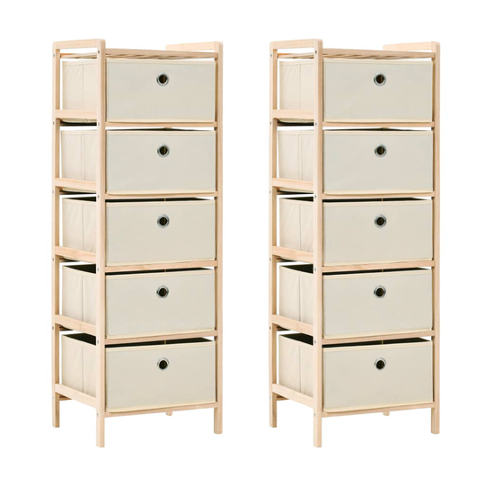 vidaXL Förvaringshyllor 2 st med 5 tygkorgar cederträ beige