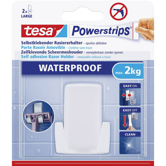 tesa Powerstrips® Vattentät Razor Hållare Vit POWERSTRIPS® tesa Innehåll: 1 st