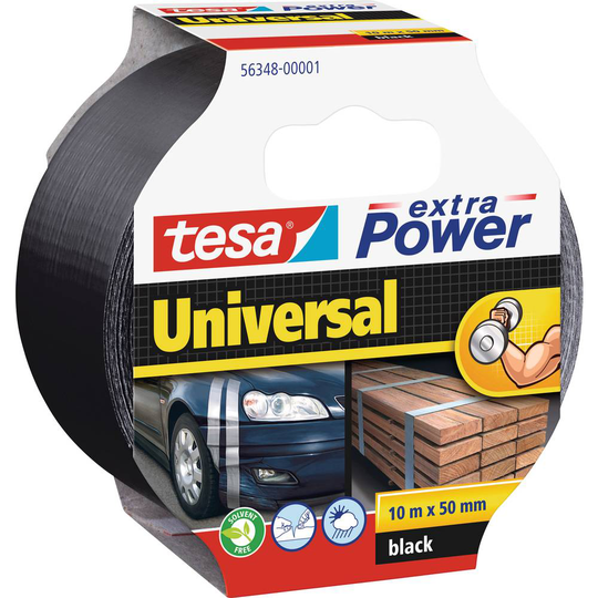 tesa UNIVERSAL 56348-00001-05 Tygtejp tesa® extra Power Svart (L x B) 10 m x 50 mm 1 st