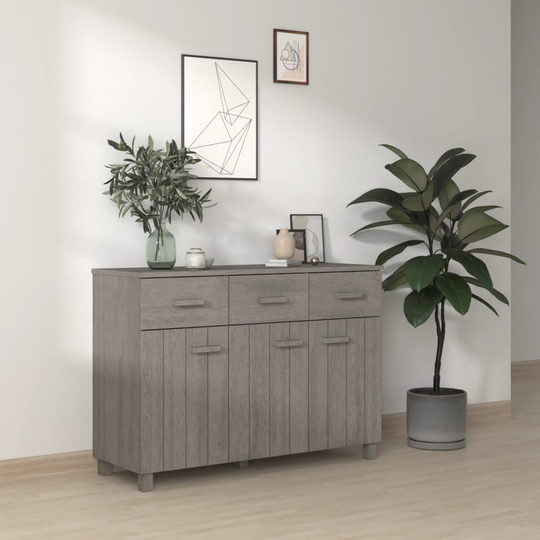 vidaXL Skänk ljusgrå 113x40x80 cm massiv furu