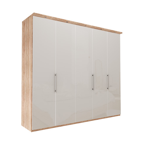 Garderob Atlanta - Ljus rustik ek 250 cm, 236 cm, Med kornisch
