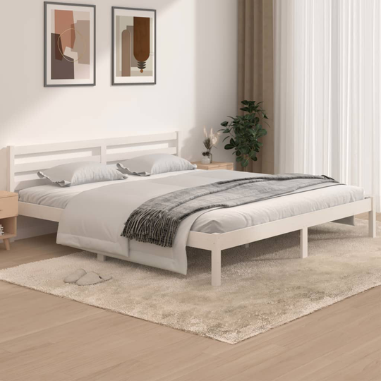 vidaXL Sängram massiv furu 180x200 cm vit 6FT