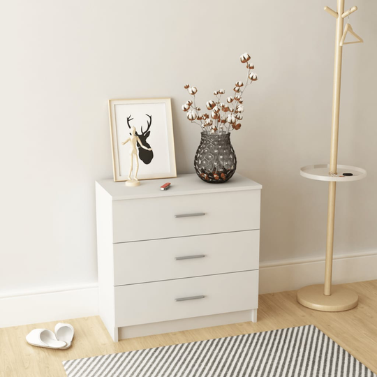 vidaXL Byrå spånskiva 71x35x68 cm vit