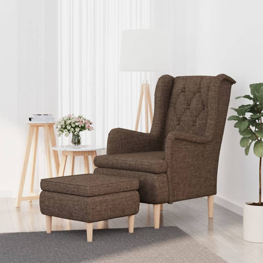 vidaXL Fåtölj med fotpall taupe tyg