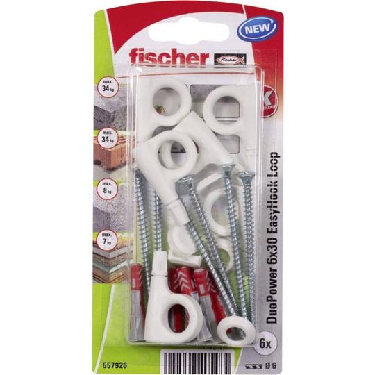 Fischer DuoPower 6x30 EasyHook Loop K (6) Pluggsortiment 557926 1 set