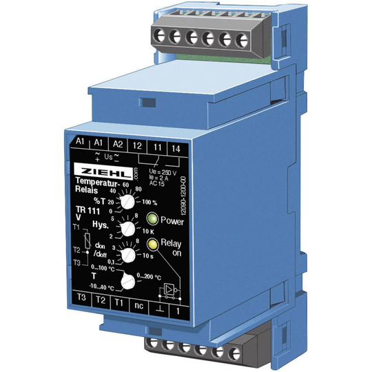 Ziehl TR 111 Termostat Pt100 -10 till +200 °C Relä 5 A (L x B x H) 58 x 35 x 90 mm