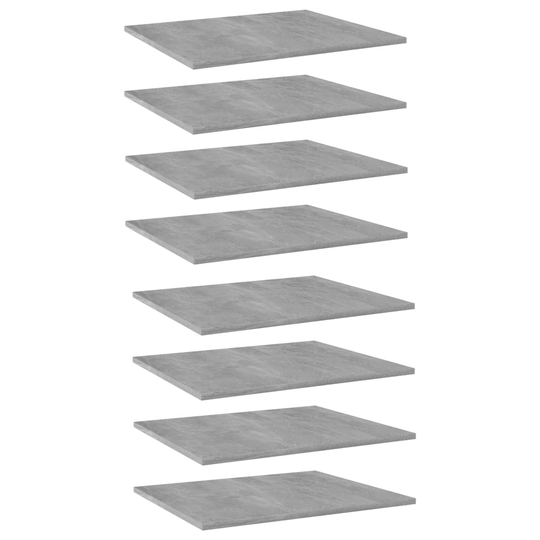 vidaXL Hyllplan 8 st betonggrå 60x50x1,5 cm spånskiva