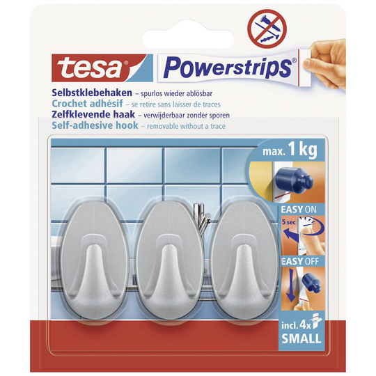 Tesa Powerstrip® krokar Small oval Krom (matt) POWERSTRIPS® tesa Innehåll: 3 st