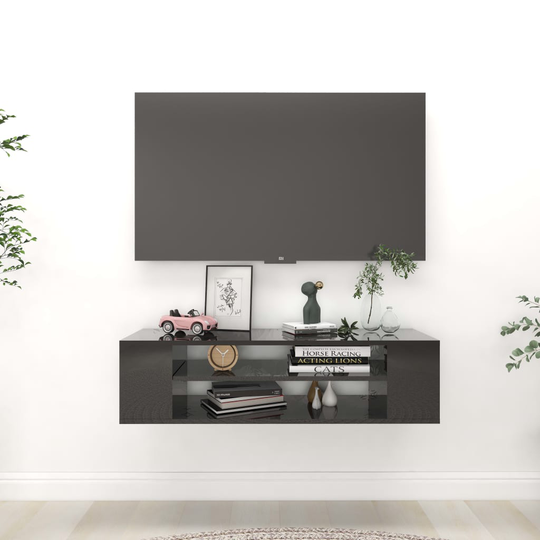 vidaXL TV-väggskåp svart högglans 100x30x26,5 cm spånskiva