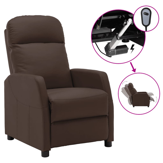vidaXL Elektrisk reclinerfåtölj brun konstläder