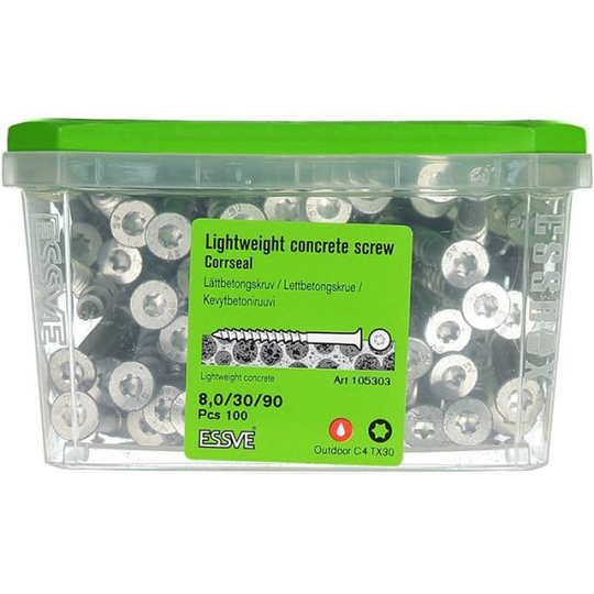 ESSVE CorrSeal TX30 Lättbetongskruv 8,0x90mm, 100-pack