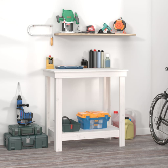 vidaXL Skobänk vit 80x50x80 cm massiv furu