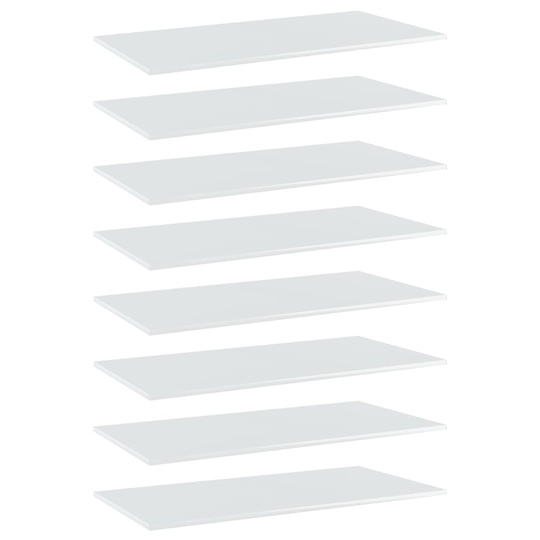vidaXL Hyllplan 8 st vit högglans 80x30x1,5 cm spånskiva
