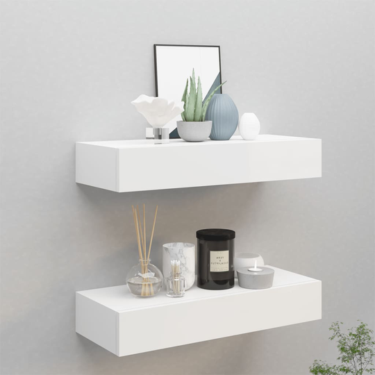 vidaXL Väggmonterad låda 2 st vit 60x23,5x10 cm MDF