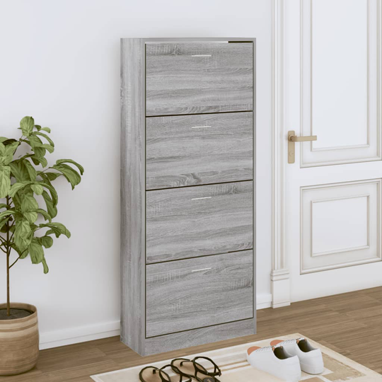 vidaXL Skoskåp grå sonoma 63x24x147 cm konstruerat trä