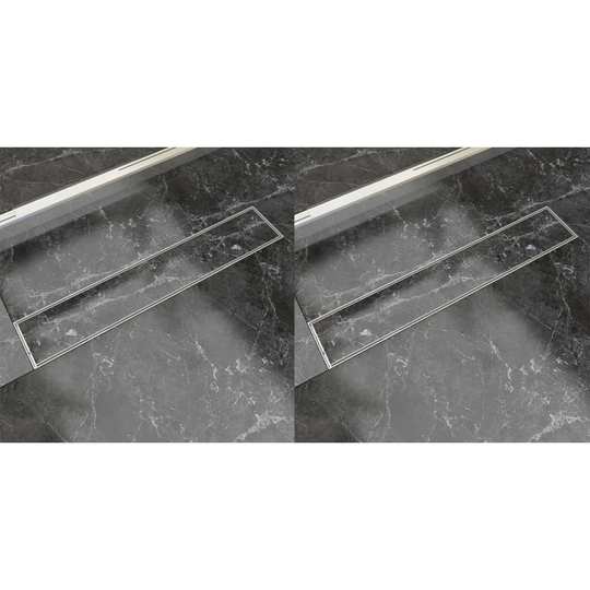 vidaXL Avlång golvbrunn 2 st rostfritt stål 630x140 mm