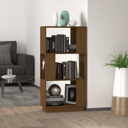 vidaXL Bokhylla/rumsavdelare honungsbrun 51x25x101 cm massiv furu