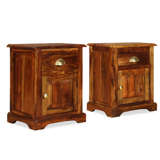 vidaXL Sängbord 2 st 40x30x50 cm massivt shesamträ