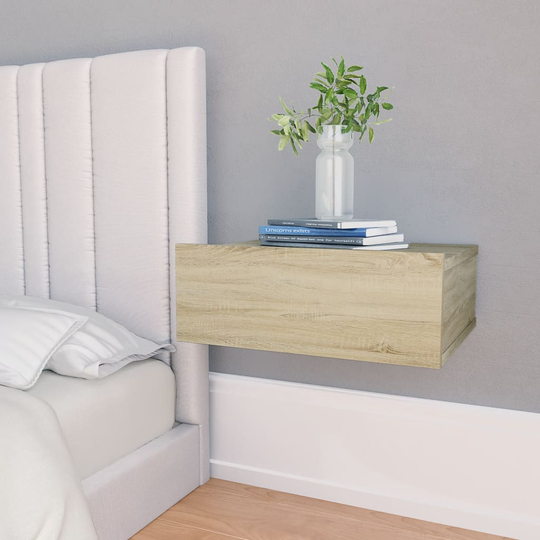 vidaXL Svävande sängbord sonoma-ek 40x30x15 cm spånskiva