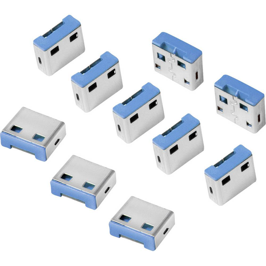 LogiLink USB-portlås USB PORT LOCK Set 10 st Silver, Blå utan nyckel AU0046