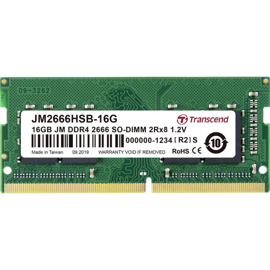 Transcend JM2666HSB-16G Internminne Laptop Modul JetRam 16 GB 1 x 16 GB DDR4 2666 MHz CL19