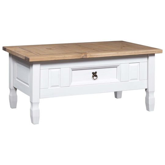 vidaXL Soffbord mexikansk coronastil furu vit 100x60x45 cm