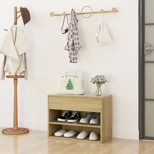 vidaXL Skobänk sonoma-ek 60x30x45 cm spånskiva