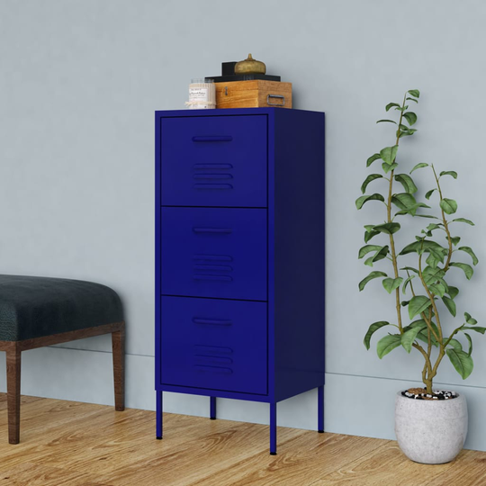 vidaXL Förvaringsskåp marinblå 80x35x101,5 cm stål