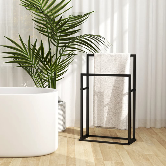 vidaXL Fristående handdukshängare svart 48x24x78,5 cm järn