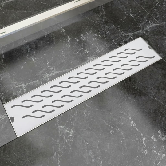 vidaXL Avlång golvbrunn vågig 530x140 mm rostfritt stål