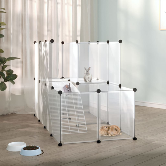 vidaXL Smådjursbur transparent 142x74x93 cm PP och stål