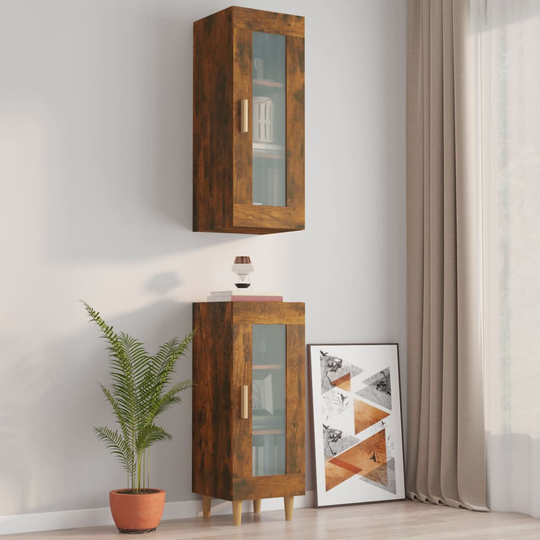 vidaXL Väggskåp Rökfärgad ek 34,5x34x90 cm